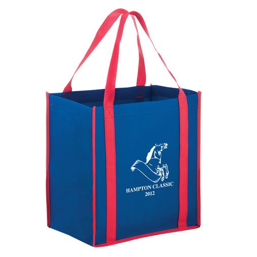 Custom Printed Two-Tone Heavy Duty Non-Woven Grocery Tote Bag w/Insert (12"x8"x13") - Screen Print - CT12813-SP